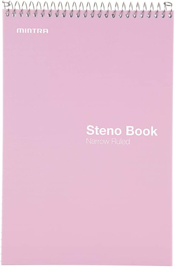 Mintra Office Steno Books - (Pastel 8PK - Lavender, Sage, Salmon, Spring Pink) - Narrow Ruled Paper, 6" x 9", 100 sheets for Writing Notes in School, University, College, Work, Office