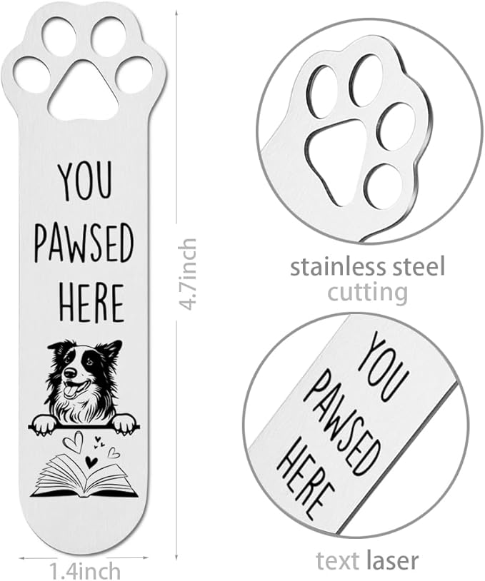 Collie Dog Gifts, Collie Dog Bookmark for Collie Dog Lover Book Lovers Bookworm Bookish Nerd, Collie Dog Gifts for Women, Bookmark Dog Lover, Book Club Gifts for Reader Dog Owner Lover-DX123