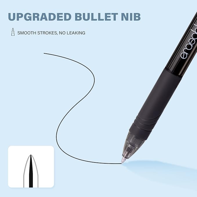 ParKoo Retractable Erasable Gel Pens, 20 Black Twist Pens, Fine Point 0.7 mm, Make Mistakes Disappear, Smooth Writing with Comfortable Grip for Journaling Drawing, School Supplies