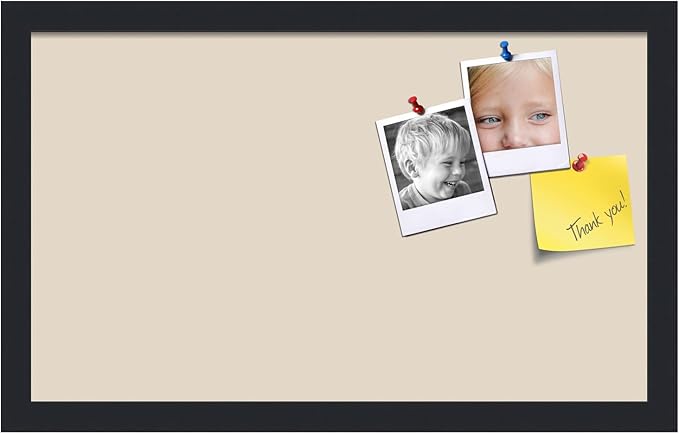 PinPix 20x12 Inch Cork Bulletin Board. This Decorative Framed Pin Board Comes with Desert Pastel Design and a Satin Black Frame. Ideal for Home Office Decor or Message Board (PinPix-1815)