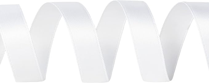 Ribbli Double Faced White Satin Ribbon,1/2” x Continuous 25 Yards,Use for Bows Bouquet,Gift Wrapping,Floral Arrangement