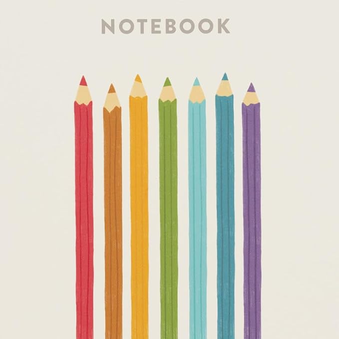 Minted Color Notebook, Writing Journal for Notes & Journaling, Durable Acrylic Free Cover, Pencil Rainbow Colors Design, Spiral Bound Journal Notebook with 80 Lined Pages, 5.5" x 8.5"