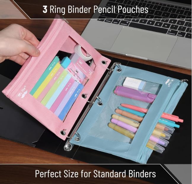 Mr. Pen- Pencil Pouch, 30pcs, Pink & Blue, Pencil Pouches, Zipper Pencil Pouch for 3 Ring Binder Pencil Pouch, Pencil Cases, Pencil Case for Binder Pouch, 3 Ring Binder Pouch, Pencil Bags with Zipper