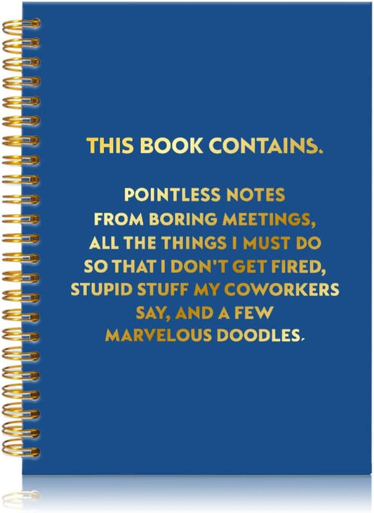 Pointless Notes from Boring Meetings Funny Navy Golden Spiral Notebook, Humorous Office Gifts, Gag Gifts for Coworkers, Funny Office Sarcastic Gifts for Coworkers,Team Members, Employees