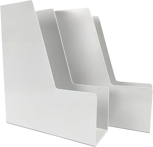 Vertical File Holder, 2 pack Plastic Document Organizer and Magazine Organizer, Multi-purpose Document Organizer for Home Office (White)