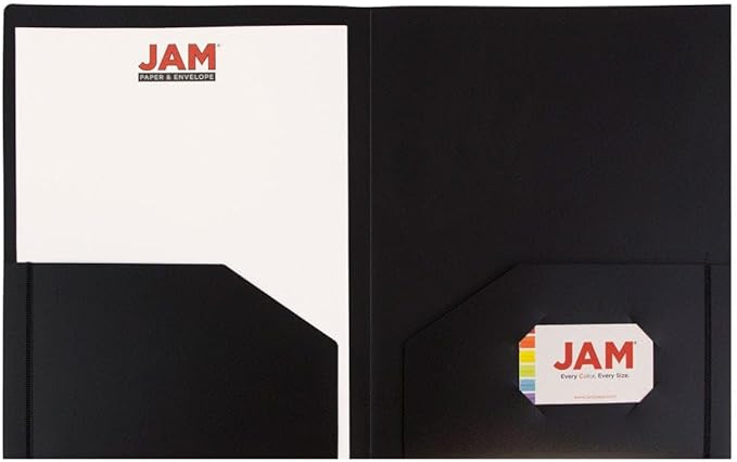 JAM PAPER Heavy Duty Plastic 2 Pocket Extra Tough School Folders - Black - 3/Pack