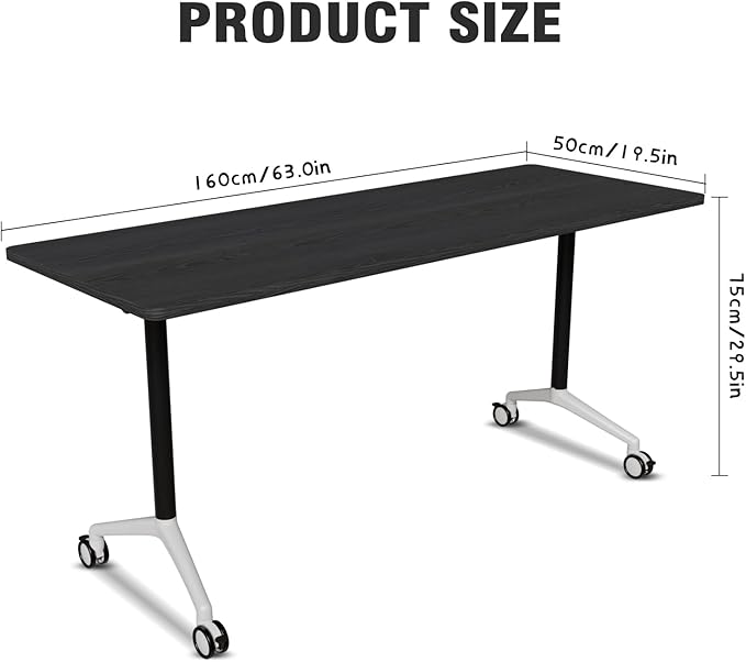 Conference Room Table with Flip-Top Design for Dynamic Meetings, Business Table Computer Desk with Heavy-Duty Frame,Foldable Seminar Meeting Tables for Home Office (4, F, 61IN)