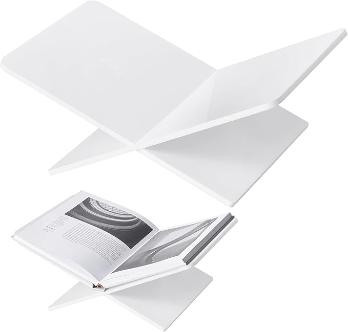 Acrylic Book Stand 15 x 9 x 6 in Large Open Book Display Stand for Cookbook Art Book Bible Guest Book - Coffee Table Book Stand for Reading - White, Large
