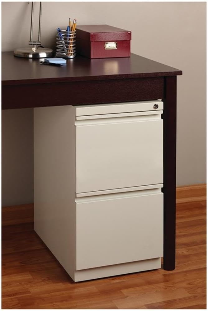 Pemberly Row 2 Drawers 27.75" Vertical Beige Metal Filing Cabinet Lockable Pre-Assembled Stationary Letter Size for Home, Office