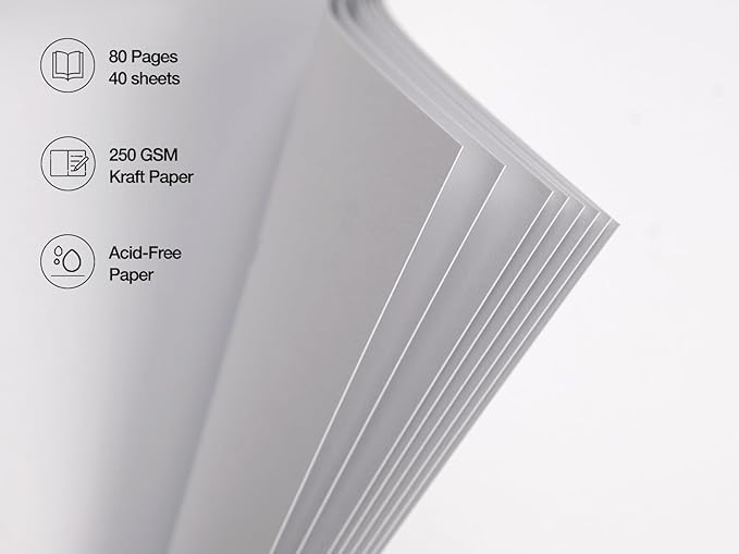 potricher 12 x 12 Inch Large DIY Scrapbook Photo Album 80 Pages Thick Kraft Blank White Paper Memory Book for Wedding and Anniversary Family (White, 12 Inch)