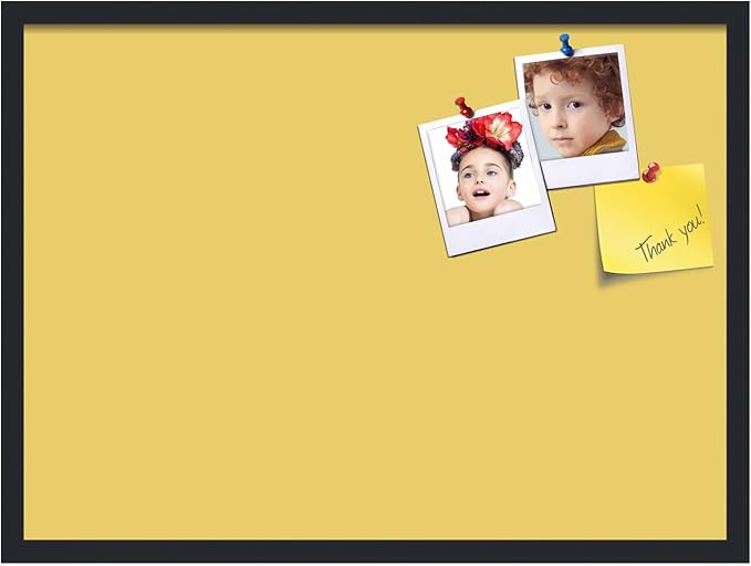 PinPix 30x22 Inch Cork Bulletin Board. This Decorative Framed Pin Board Comes with Honey Pastel Design and a Satin Black Frame. Ideal for Home Office Decor or Message Board (PinPix-1810)