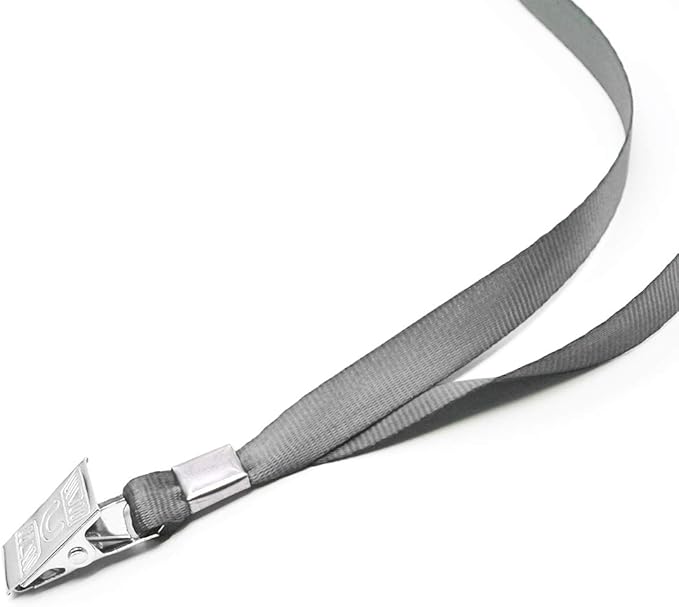 Bird Fiy Lanyards with id Holder Name Badges 50 Pcs Waterproof Type Clear Plastic Horizontal Name Tag Badge Id Card and 50 Pcs Lanyard (Gray)