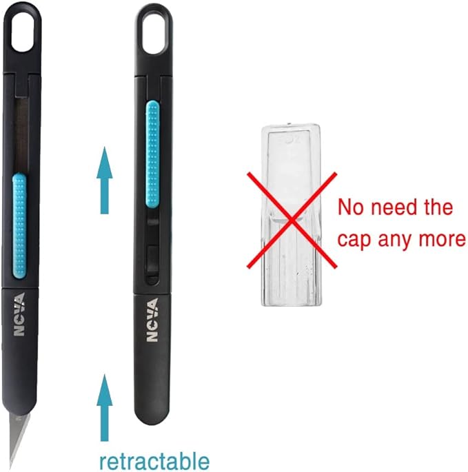Nova Precision Craft & Hobby Knife, Premium Safety Cutter for Trimming, Vinyl Weeding and Art, Innovative Flat Design for a Better Use, Retractable #11 Fine Point Blade, Super Slim and Safe