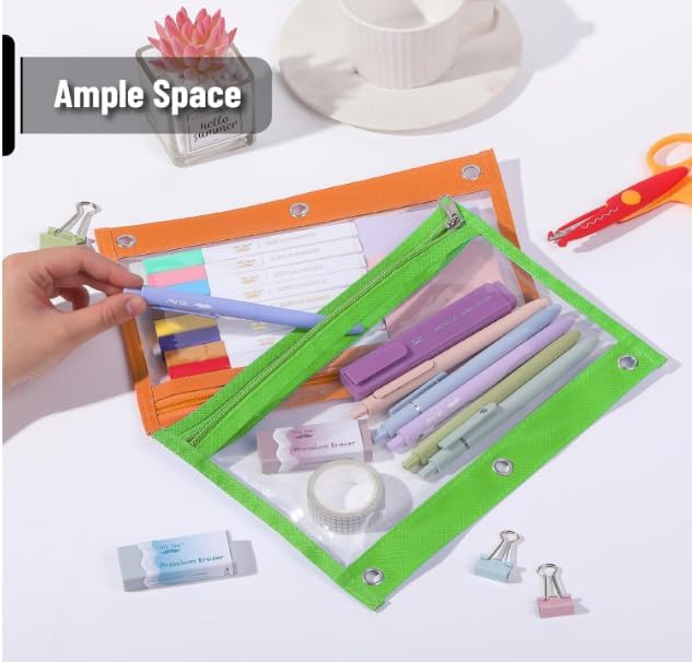 Mr. Pen- Pencil Pouch, 5 Pack, Pencil Pouches with Clear Windows on Both Sides, Clear Zipper Pencil Pouch for 3 Ring Binder Pencil Pouch, Pencil Case for Binder Pouch, 3 Ring Binder Pouch
