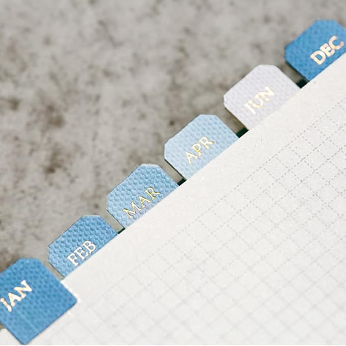10 Sheets Self Adhesive Tabs Gradient Color Stickers Monthly Calendar Index Tabs for Planners, Journal, Notebook, Agendas and Organizers, Office Supplies (Quiet), 88mm*110mm
