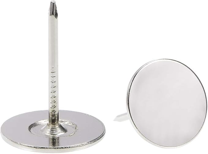 uxcell Upholstery Nails Tacks 19mmx25mm Flat Head Furniture Nails Silver Tone for Furniture Sofa Headboards, 100 Pcs