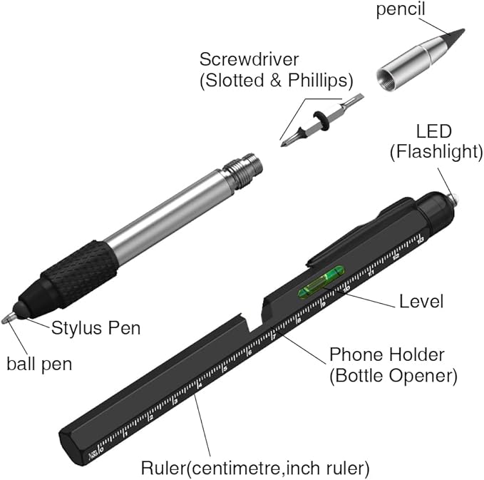 Dad Gifts for Fathers Day, 10 in 1 Multitool Pen, Stocking Stuffers for Mens Gifts for Him Husband, Father's Day for dad, Birthday for Men, Tools Cool Gadgets,Office Gift