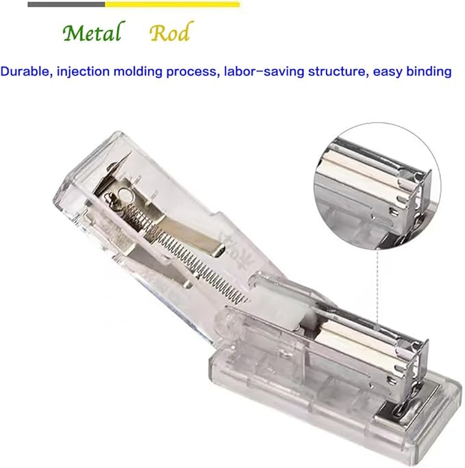 Mini Portable Stapler, 1000 Staples, Clear, 20 Sheets, Manual, Minimalist Style