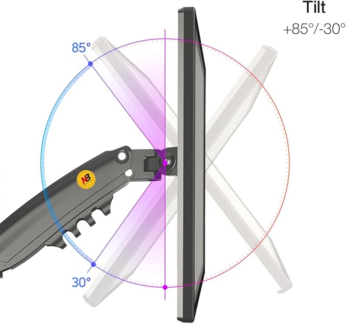 NB North Bayou Monitor Desk Mount Long Arm for Monitors Within 4.4 to 19.8lbs Ultra Wide Full Motion Swivel Height Adjustable Monitor Stand H100