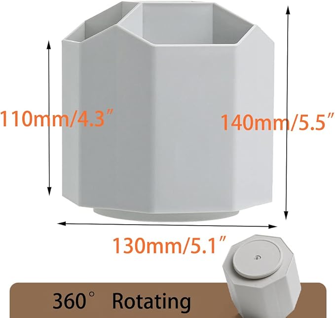 Pencil-holders , Multi-Functional, Storage Rack for Office Art Supplies , Rotating , School Supplies Organizer for Pen, Colored Pencil, Desktop Storage Box in Classroom & Art Studio ,Grey
