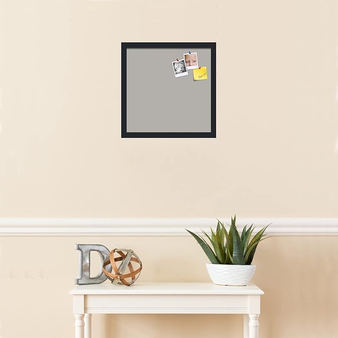 PinPix 15x15 Inch Cork Bulletin Board. This Decorative Framed Pin Board Comes with Dark Stone Design and a Satin Black Frame. Ideal for Home Office Decor or Message Board (PinPix-1808)