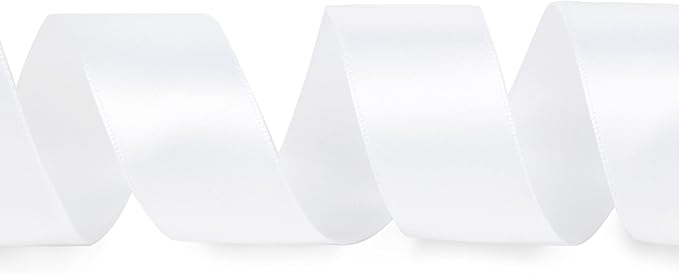 Ribbli Double Faced White Satin Ribbon,1” x Continuous 25 Yards,Use for Bows Bouquet,Gift Wrapping,Floral Arrangement