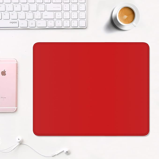 Auhoahsil Red Mouse Pad, 12 x 10 Inch Square Mousepad, 3mm Thick Rubber Mouse Mat with Pretty Design, Premium-Textured Non-Slip for Gaming Work Office Wireless Mouse Men Women