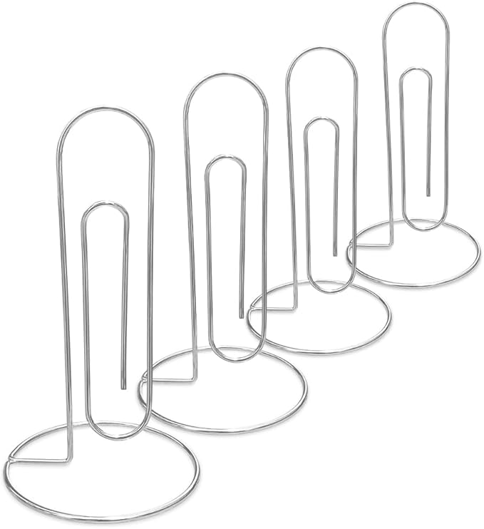 4 Pack Sliver Large Paper Clip Memo Holder for Desk,Letter Holder,Paper Stand for Desk,Letter & Bill Storage,Mail Organizer Office Accessories Desktop Message Office Decor