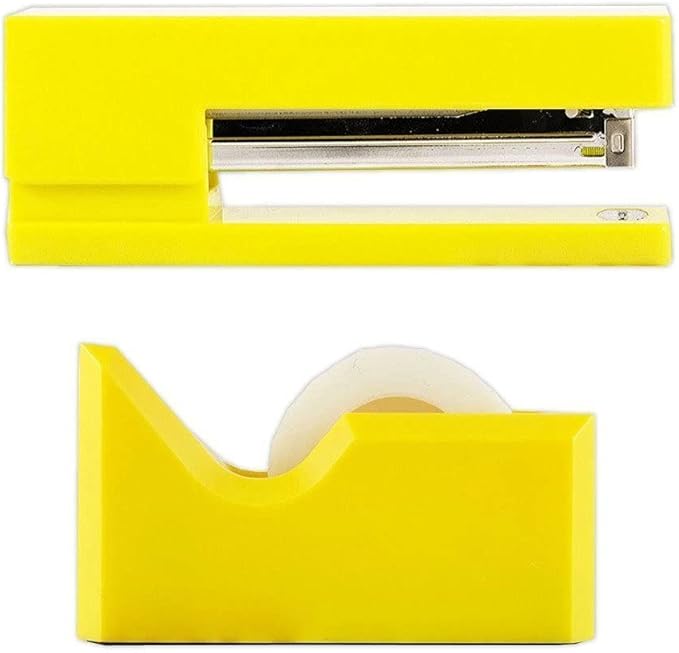 JAM PAPER Office & Desk Sets - 1 Stapler & 1 Tape Dispenser - Yellow - 2/Pack