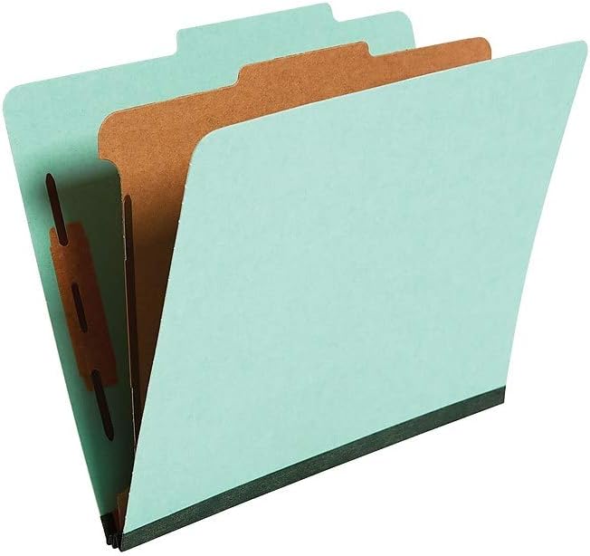 Staples Colored Pressboard Classification Folders, Letter, 1 Partition, Green, 20/Pack