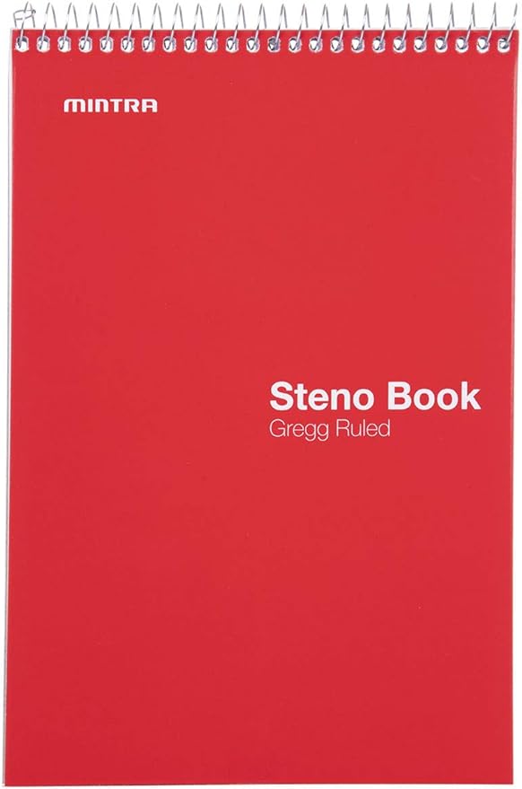 Mintra Office Steno Book - (Primary Colors, 4 Pads/Pack, Gregg Ruled) - 6inx9in, 70 Sheets, Notebook for writing notes in school, university, college, work, office