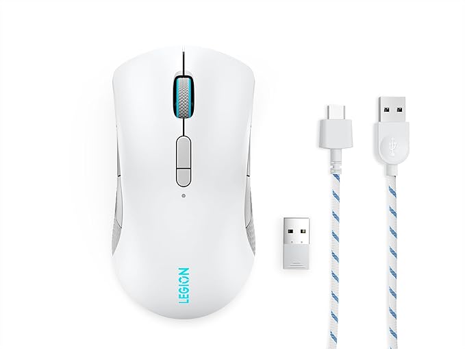 Lenovo Legion M600 RGB Wireless Gaming Mouse – 16,000 DPI, 9 Programmable Buttons, 200-Hour Battery Life, 50-Million Clicks Durability – Ambidextrous Computer Mouse (Stingray)