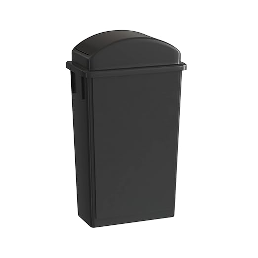 23 Gallon Black Slim Jim Trash Can with Swing Top Lid