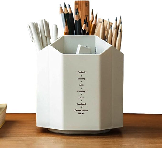 Pencil-holders , Multi-Functional, Storage Rack for Office Art Supplies , Rotating , School Supplies Organizer for Pen, Colored Pencil, Desktop Storage Box in Classroom & Art Studio ,Grey