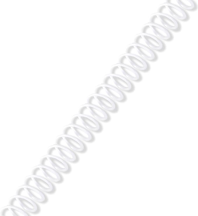 Rayson 3/8" Plastic Spiral Binding Coil, 60 Sheets Capacity, 4:1 Pitch 9.5mm White Coil Binding Spines for Business and Educational Purposes, Pack of 100