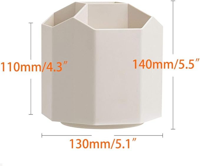 Desktop Organizer with Pencil Holders, Office Accessories Caddy, School Supplies Organizer for Pen, Colored Pencil, Art Brushes, 5 Compartments, White , Gift for Teachers, Classmates, and Friends