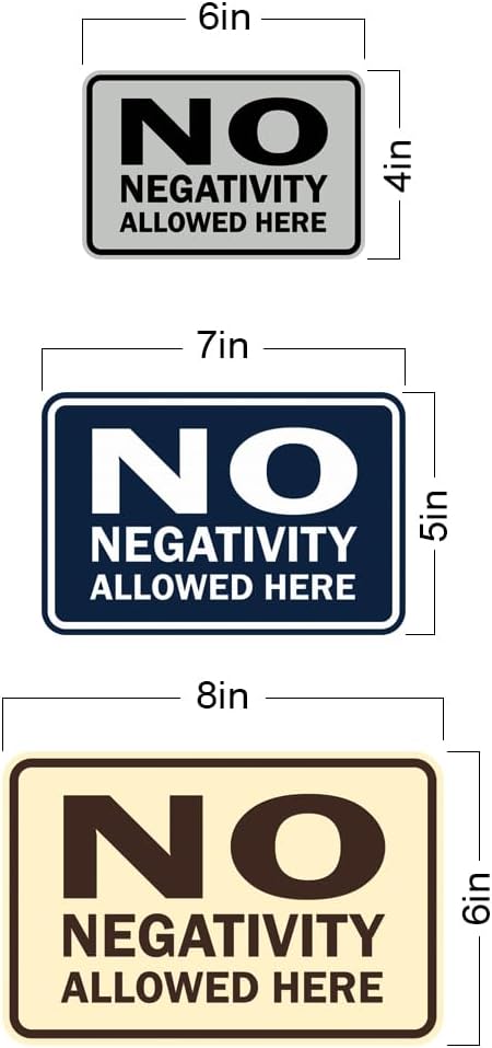 Signs ByLITA Classic Framed No Negativity Allowed Here Sign (Black) - Small 5 Pack