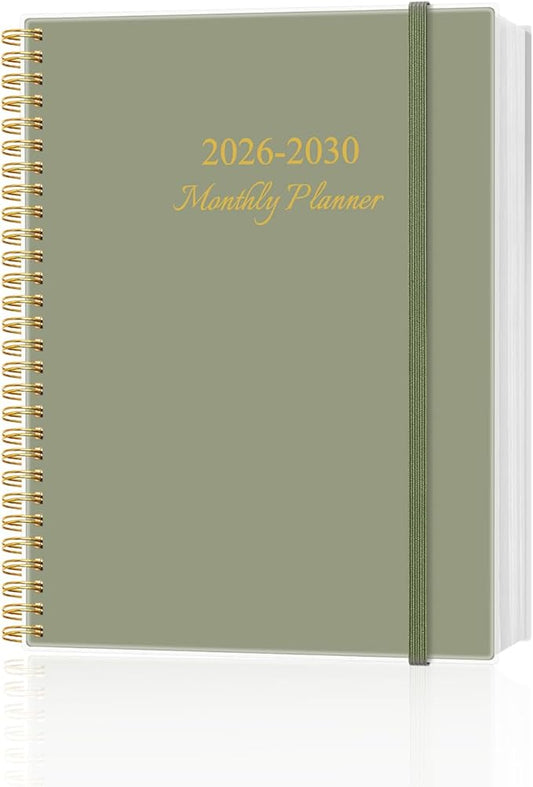 2026-2030 Monthly Planner - 60 Month PLanner Calendar from January 2026 to December 2030, 5 Year Planner 2026-2030 with Flexible Cover, Inner Pocket, Perfect for Home | School | Office, 8.5" x 11", Green