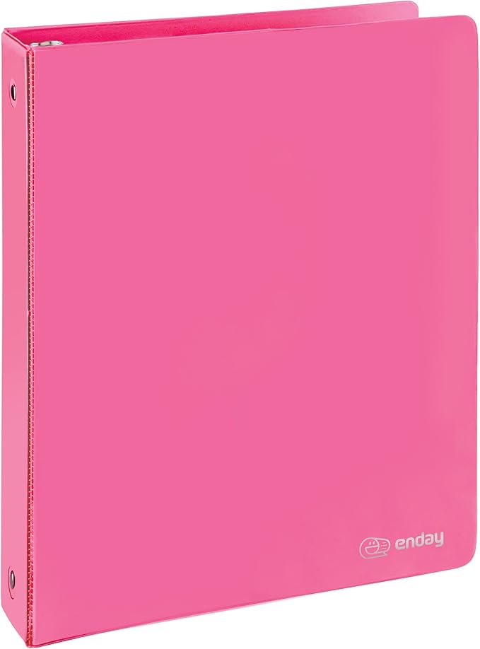 3 Ring Binder 1.5 Inch Pink, 1 ½ inch Binder Clear View Cover with 2 Inside Pockets, Colored School Supplies Office and Home – by Enday