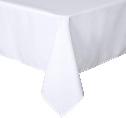 sancua Rectangle Tablecloth - 70 x 120 Inch - Stain and Wrinkle Resistant Washable Polyester Table Cloth, Decorative Fabric Table Cover for Dining Tables, Buffet Parties and Camping, White