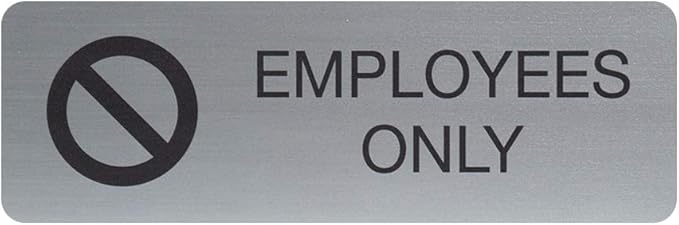 SBLABELS Employees Only Indoor Easy Adhesive Mount Door and Wall Sign for Private Rooms Restaraunts and Small Businesses 3" x 9" - Silver