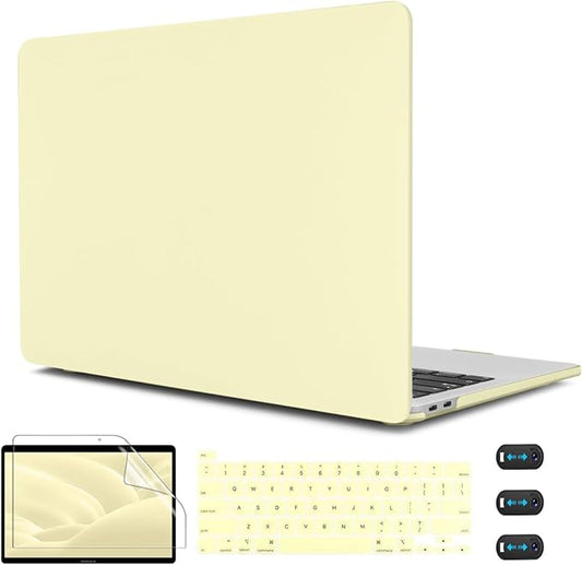 CISSOOK Matte Yellow Case for MacBook Pro 13 Inch 2022 2021 2020 Release M2 A2338 M1 A2251 A2289 Model, Hard Shell Case with Keyboard Cover & Screen Protector for Pro 13.3" Touch Bar, M2 Mellow Yellow