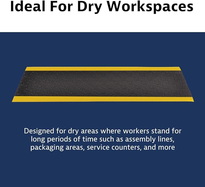 Notrax 411 Sof-Tred™ 4' x 60' x 9/16" Anti Fatigue Mat, Enhanced Slip Resistance with Beveled Edges and Pebbled Surface, Ideal for Industrial and Commercial Workplaces, Black/Yellow, 411R0448BY