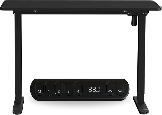 Sit to Stand Electric Standing Desk Complete Set with Frame and Tabletop 120 x 60 cm or 47.2 x 23.6 Inches (Black)