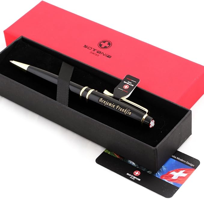 Free Engraving - Personalized Roller Ballpen, Ballpoint pen, Ball pen, Refillable Pens, Retractable Medium Point Black Ink, Custom Gifts for Men, Women, Classy Gift Box