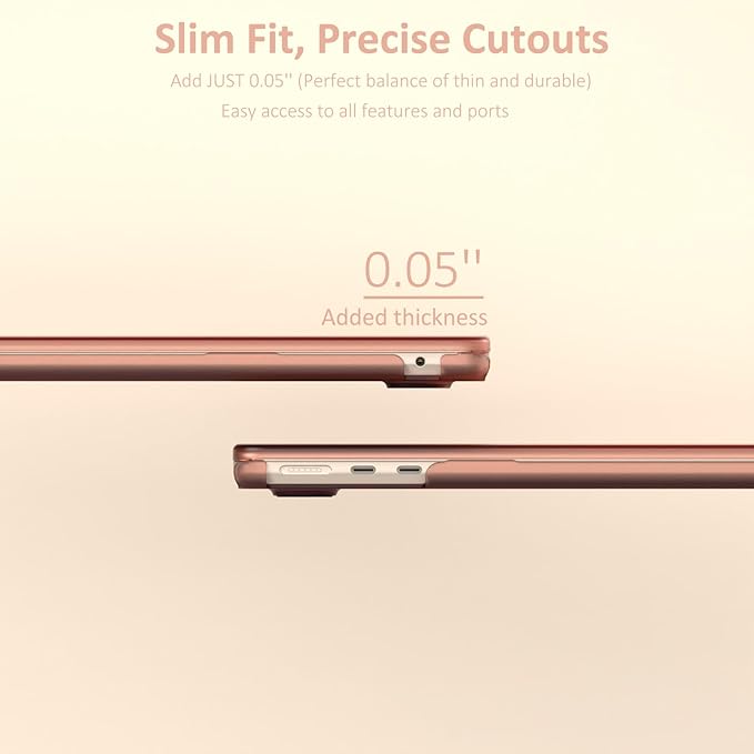 KEROM Brown Clear Case for MacBook Air 13 inch 2025-2022 M4 M3 M2 A3240 A3113 A2681, MacBook Air M3 13 inch Case, Matte Plastic Hard Shell & Keyboard Cover for Mac Air 13.6 inch, Frosted Brown