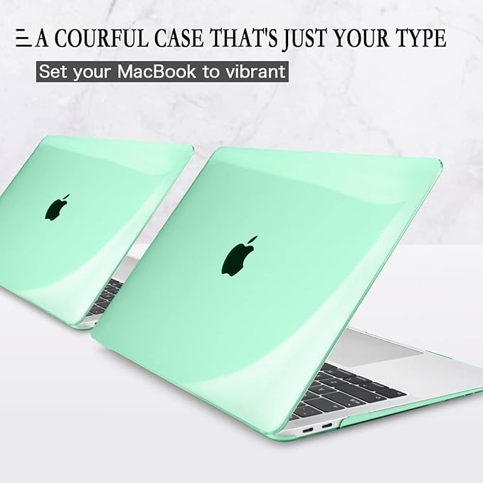 CISSOOK for MacBook Pro 13 Inch Case 2023 2022-2020 Release, Green Hard Shell Case with Keyboard Cover +Screen Protector for MacBook Pro 13 A2338 M2 M1 A2251 A2289 Model with Touch Bar -Clear Green