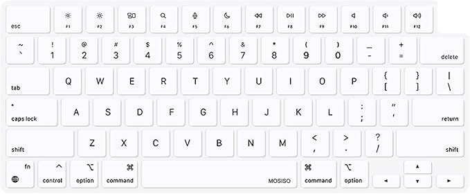 MOSISO Keyboard Cover Skin Compatible with MacBook Air 15 inch M3 A3114 M2 A2941/Air 13.6 A3113 A2681/Pro 14/16 M4 M3 M2 M1, White
