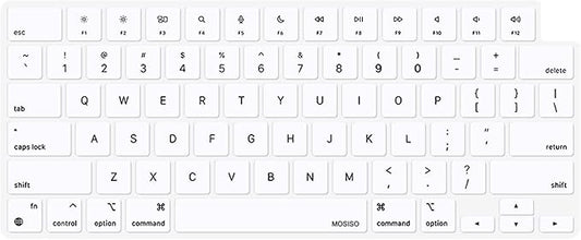 MOSISO Keyboard Cover Skin Compatible with MacBook Air 15 inch M3 A3114 M2 A2941/Air 13.6 A3113 A2681/Pro 14/16 M4 M3 M2 M1, White