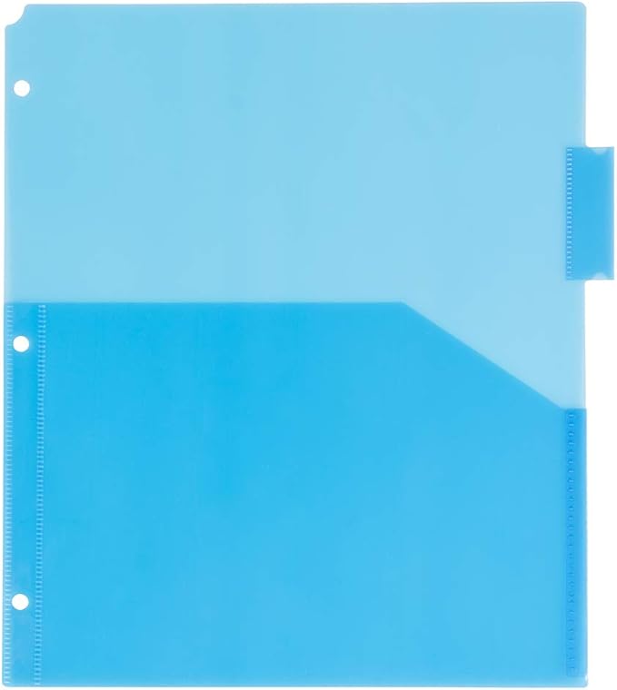 JAM PAPER Plastic Index 5-Tab Dividers w/Double Pockets - 9 3/4 x 11 1/2 - Assorted Multi-Color - 6 Packs of 5 Tabs/Set
